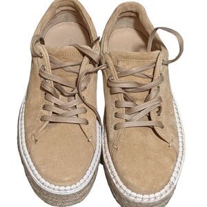 Rag & Bone Women's Kent Leather suede Platform Espadrille Sneakers tan size 36